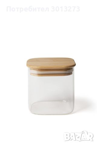 Квадратен стъклен буркан с дървена капачка,
различни размери, снимка 1 - Аксесоари за кухня - 45208978