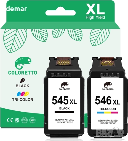Мастилени касети COLORETTO 545 XL 546 XL за Canon Pixma,черна и цветна, снимка 1