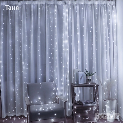 Коледни лампички с 300Led лампи 3 метра на 3 метра ,коледна завеса с дистанционно., снимка 2 - Лед осветление - 52466368
