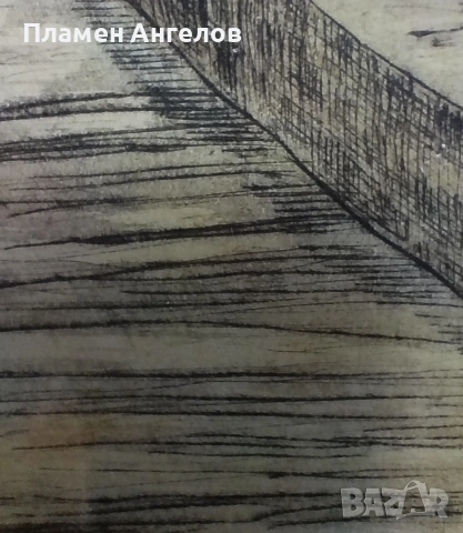 Оригинален цветен автентичен офорт, графика "Lago Di Sacha" , снимка 5 - Картини - 54060971