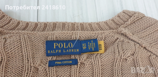 POLO Ralph Lauren Cable Pima Cotton  V - Neck Size XS НОВО! ОРИГИНАЛ! Дамски Пуловер!, снимка 10 - Блузи с дълъг ръкав и пуловери - 53024227