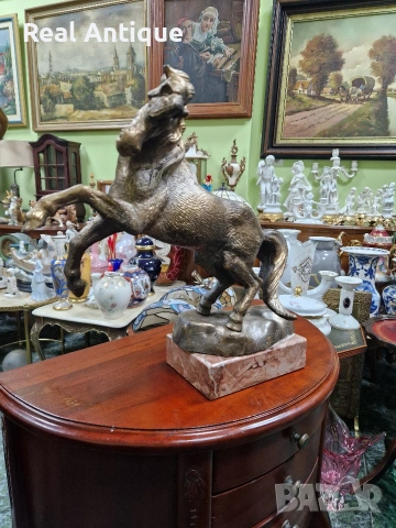 Страхотна антикварна френска бронзова фигура статуетка , снимка 3 - Антикварни и старинни предмети - 53511031