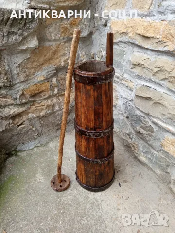 Соц Стара Дървена Буталка За Разбиване На Домашно Масло., снимка 4 - Антикварни и старинни предмети - 50225973