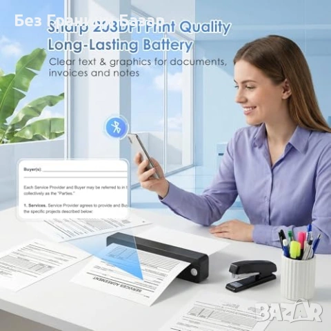 Нов Компактен A4 термопринтер безжичен за телефон и лаптоп Bluetooth без мастило, снимка 5 - Друга електроника - 54226325