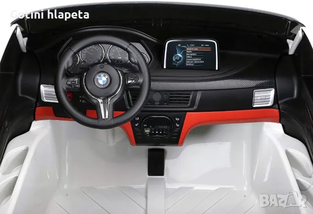 Двуместен джип Лицензиран BMW X6M 12V C MP3 с меки гуми с 2 Кожена седалка за 2 деца, снимка 18 - Детски велосипеди, триколки и коли - 46818739