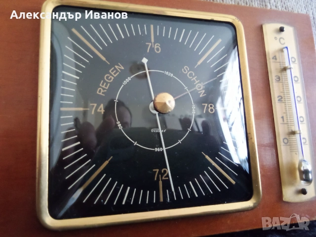 Стар германски барометър,термометър Fischer, снимка 2 - Антикварни и старинни предмети - 53835334