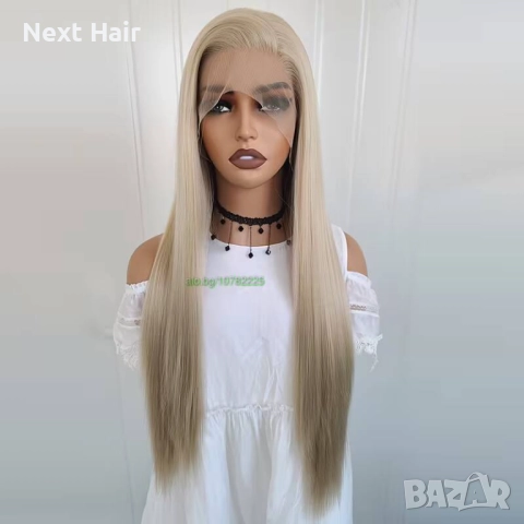 Права дантелена перука 13x4 в пепеляво русо, снимка 2 - Аксесоари за коса - 52878494