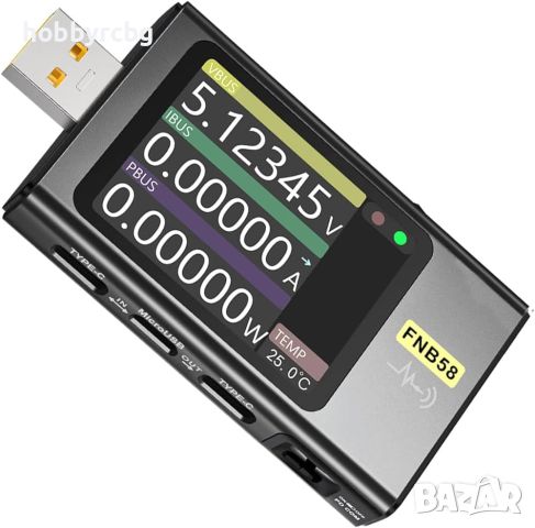 USB тестер FNIRSI FNB58 Измерване на напрежение и ток, снимка 1