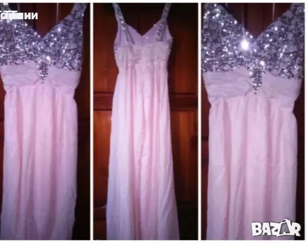 Нова Официална Розова Рокля с Пайети L