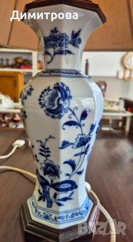 Винтидж нощна лампа, син лук, снимка 2 - Настолни лампи - 53955366