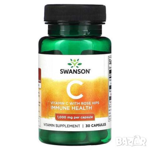 Swanson Витамин C с шипки, Имунно здраве, 1,000 mg, 30 капсули, снимка 1 - Хранителни добавки - 45935612