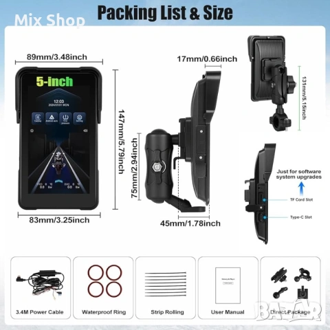 SIXWIN Нова Преносима GPS навигация за мотоциклети Безжична мотоциклетна система, снимка 7 - Друга електроника - 53925099