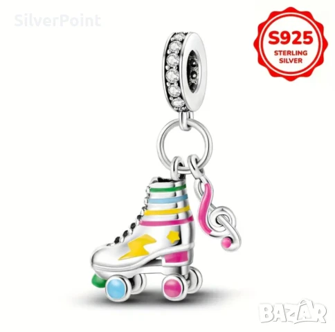 Сребърен талисман за Пандора Ролери светещ в тъмното, снимка 2 - Гривни - 51059796