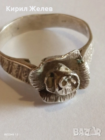 Винтидж сребърен пръстен флорален мотив стил и елегантност великолепна изработка 27514, снимка 9 - Пръстени - 53762555