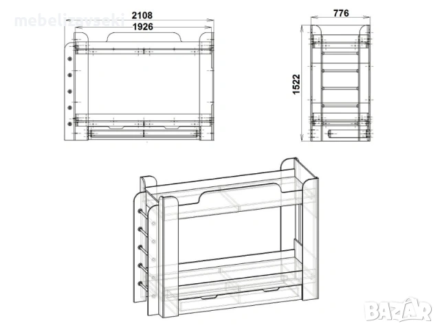 Ново! Двуетажно легло Компанит Твикс + 2 матрака, снимка 8 - Спални и легла - 53807623