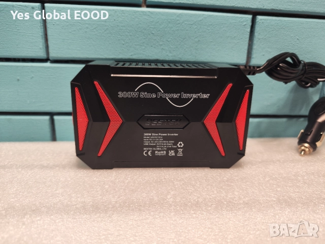 BESTEK инвертор 300W 12V→230V чиста синусоида за автомобил, снимка 10 - Друга електроника - 52422664