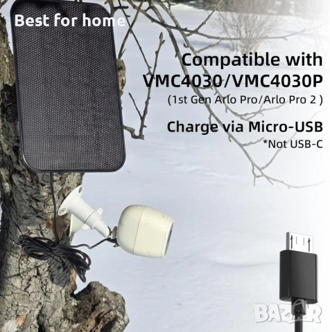 VIRTAVO 3.2W соларен панел за охранителна камера, съвместим с Arlo Pro/Pro 2, снимка 3 - Комплекти за видеонаблюдение - 54190024