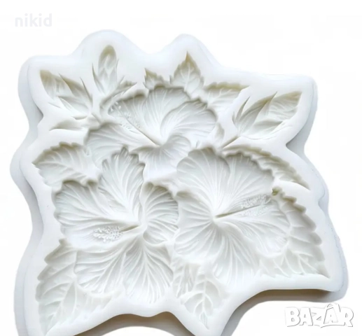 3 цвята цвете Каркаде Хибискус Китайска Роза силиконов молд форма декор украса, снимка 3 - Форми - 52069968