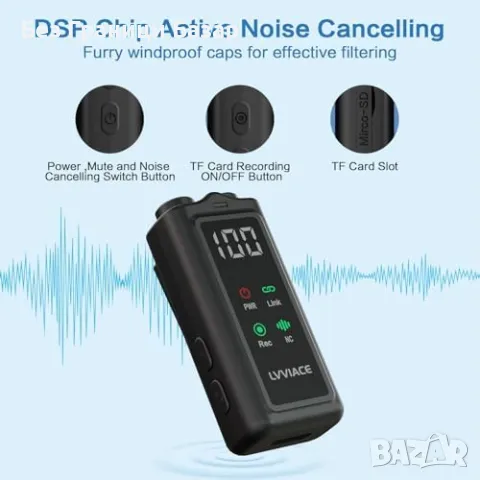 Нов 3 в 1 безжичен микрофон – iPhone/Android/Камера, 45ч батерия, влог, снимка 5 - Други - 49683758