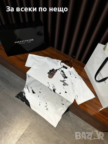 Мъжка Бяла Тениска👕Мъжка Блуза С Къс Ръкав Код Mens P.128, снимка 2 - Тениски - 53822121