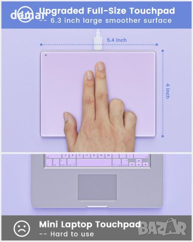 Тъчпад Seenda за Windows 10/11, външен кабелен тънък алуминиев USB тракпад 6,3 инча, стъкло Н7,лилав, снимка 5 - Друга електроника - 46308100