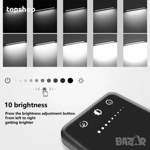 LED настолна лампа с литиева батерия, димируема за четене с USB порт за зареждане, 5 режима, снимка 2 - Настолни лампи - 51572535