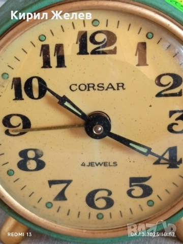 Стар механичен будилник CORSAR за части ремонт КОЛЕКЦИЯ 49189, снимка 3 - Антикварни и старинни предмети - 51959075