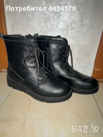 Спешно! Черни кубинки Mat Star с платформа – връзки и страничен цип, размер 41