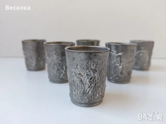 6 бр калаени чашки за аперитив, шот