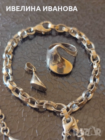 Дамски сребърен комплект, снимка 4 - Бижутерийни комплекти - 53148816