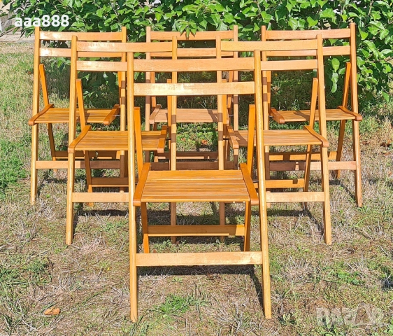Столове сгъваеми парен бук комплект, снимка 2 - Столове - 52189022