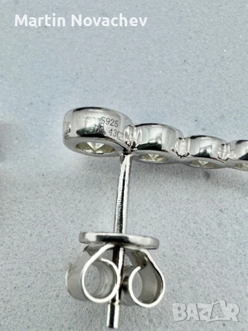 Сребърни обеци с мойсанит (Диамант) , снимка 12 - Обеци - 53820735