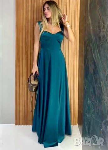 💎Дълги сатенени рокли с цепка 💎 , снимка 4 - Рокли - 50623341