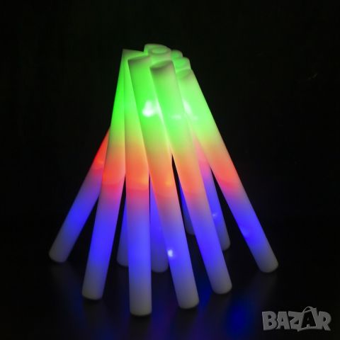 Цветен RGB LED светещ стик от пяна, парти стик. Светодиодните пръчки от пяна имат 3 различни режима , снимка 6 - Лед осветление - 46431594