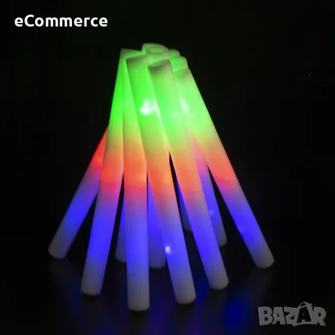 Цветен RGB LED светещ стик от пяна, парти стик. Светодиодните пръчки от пяна имат 3 различни режима , снимка 5 - Лед осветление - 47648691