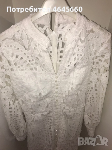 Бяла дантелена рокля къса, снимка 2 - Рокли - 52383040