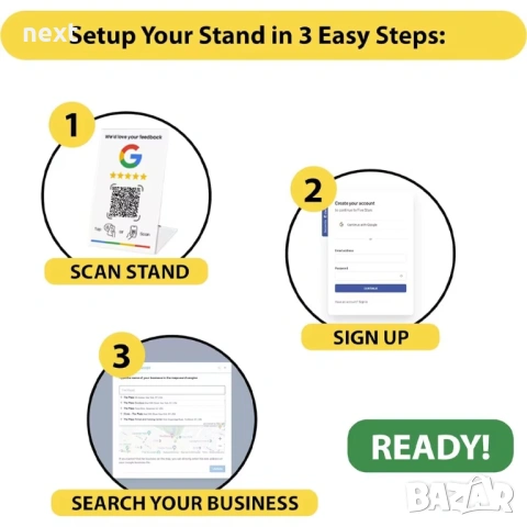 Табела / стойка за Google отзиви с NFC + QR код за ресторант/бизнес, снимка 7 - Рекламни табели - 53754651