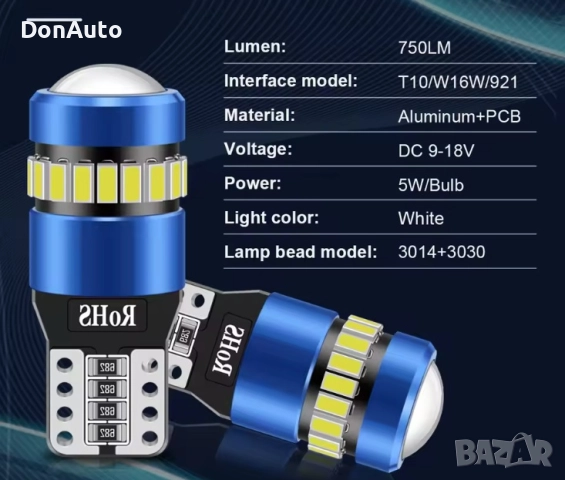 W5W Т10 LED крушки, снимка 5 - Аксесоари и консумативи - 51635065