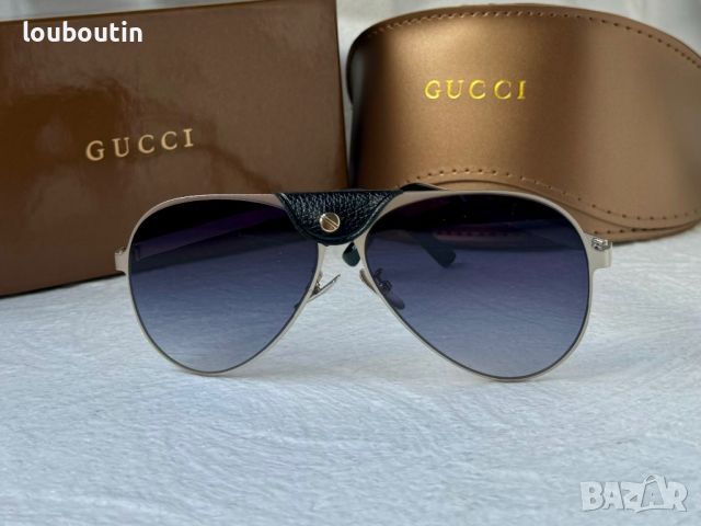 Gucci 2024 мъжки слънчеви очила авиатор с кожа 5 цвята, снимка 10 - Слънчеви и диоптрични очила - 45591492