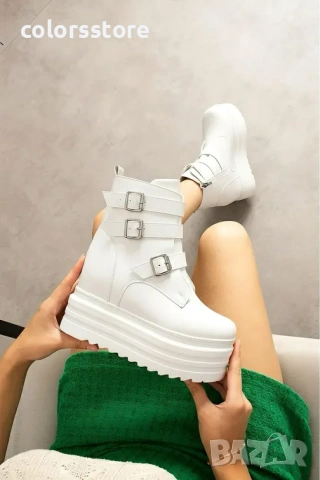 Боти на платформа - бяла кожа - BML40

, снимка 2 - Дамски боти - 35738912