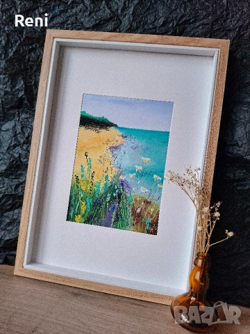 Бряг, пастелна картина, оригинал, снимка 2 - Картини - 53810877