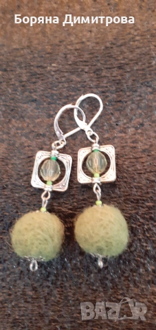 Еко бижута от вълна - красиви обеци за ежедневието! Уникати!, снимка 7 - Обеци - 53657020