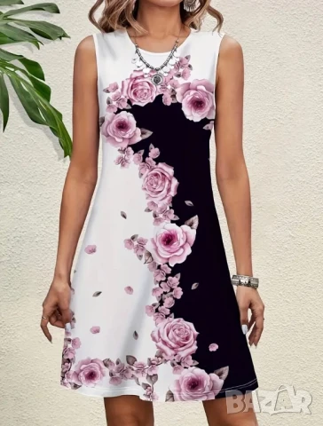 Лятна рокля с рози, снимка 1