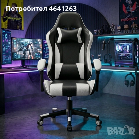 Ергономичен офис и геймърски бял стол – Максимален комфорт за гърба и врата, регулируем, снимка 4 - Други стоки за дома - 54239098