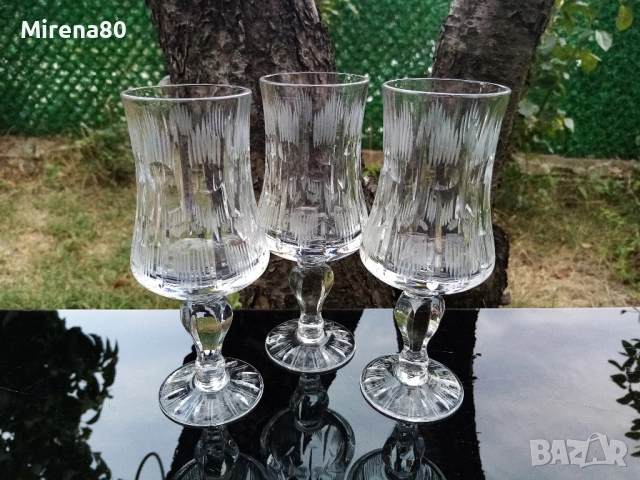 Български кристални чаши за вино - 3 бр.