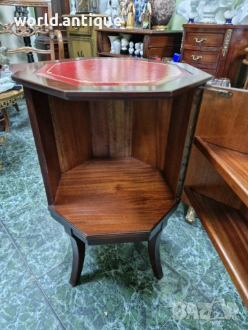 Уникален антикварен английски осмоъгълен дървен шкаф бар , снимка 7 - Антикварни и старинни предмети - 52309034