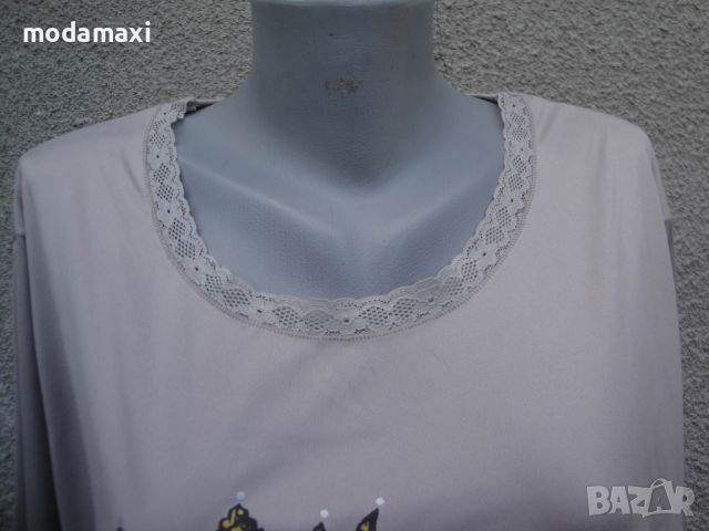   3XL Нова  блуза Little Rose с мопс, снимка 3 - Туники - 46435950