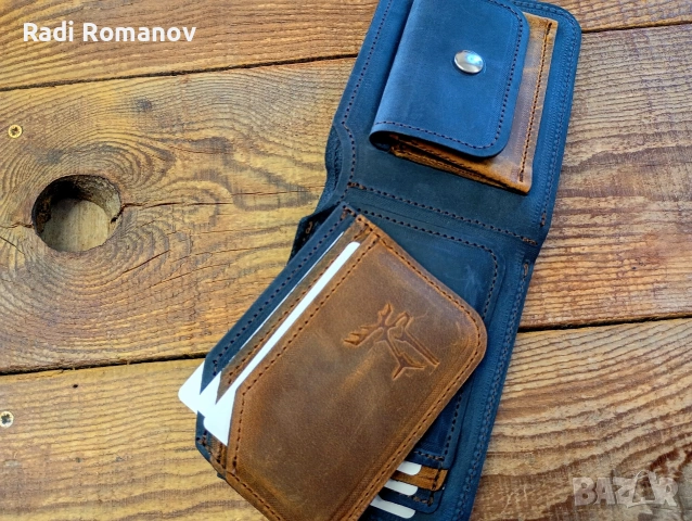 Ръчно изработен мъжки кожен портфейл 