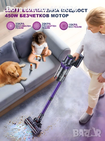 Безжична прахосмукачка BUTURE VC70 – нова, с гаранция, 33KPA, LED, снимка 7 - Прахосмукачки - 54140946