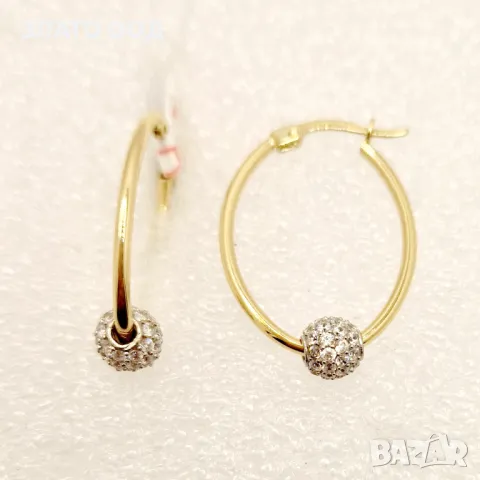 Златни обеци -14К с топчета, снимка 18 - Обеци - 26905872